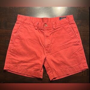 Ralph Lauren Men’s Red Shorts Size 31.  Flat front, 100% cotton, classic prep.